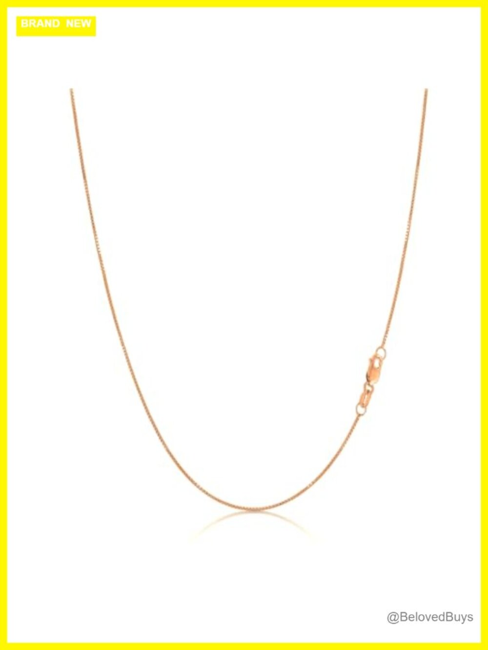 14K Gold Box Link Chain Necklace Dainty Lobster Clasp 20 inch